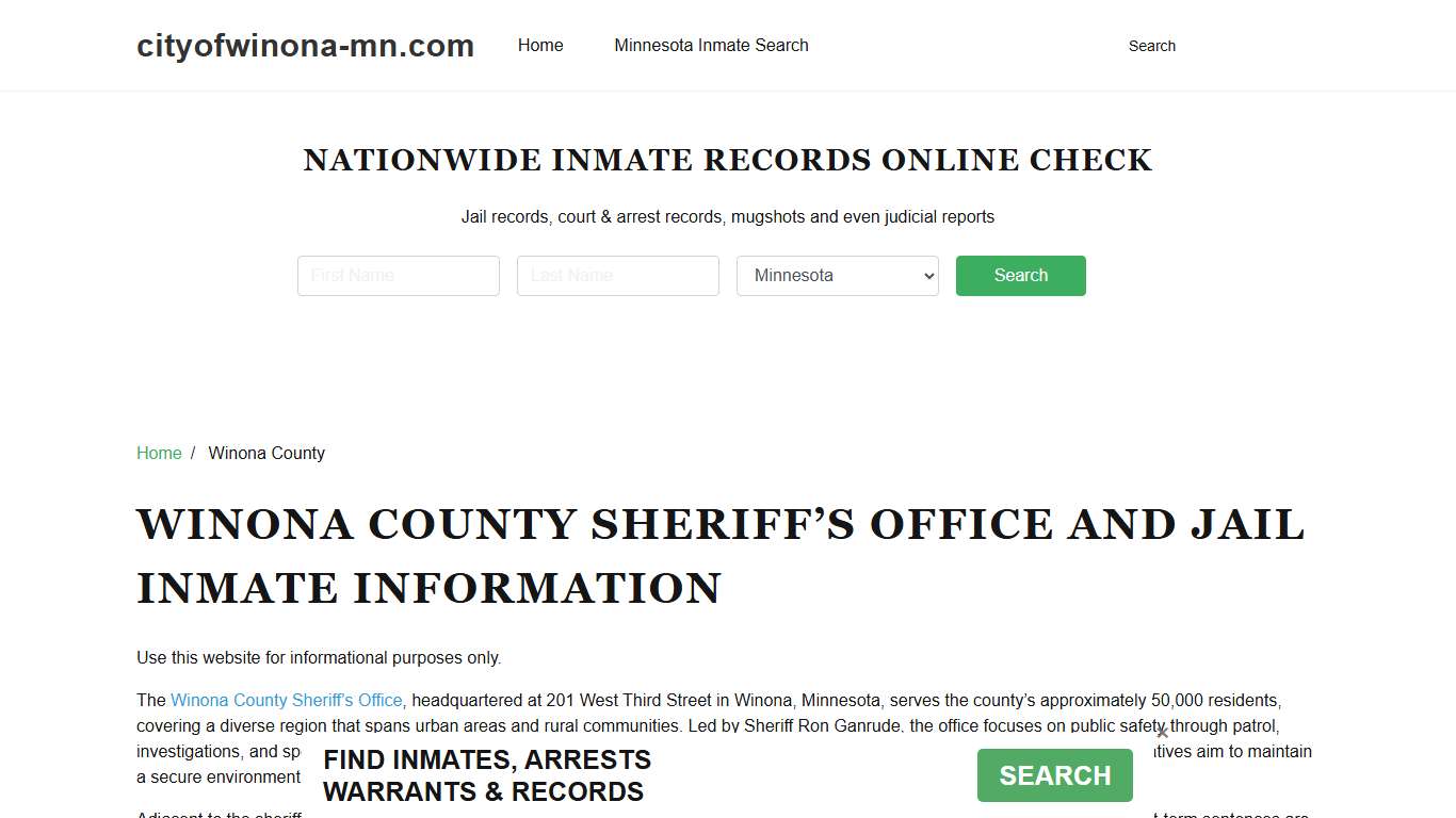 Winona County Sheriff, MN, Jail Inmate Search, Recent Arrests